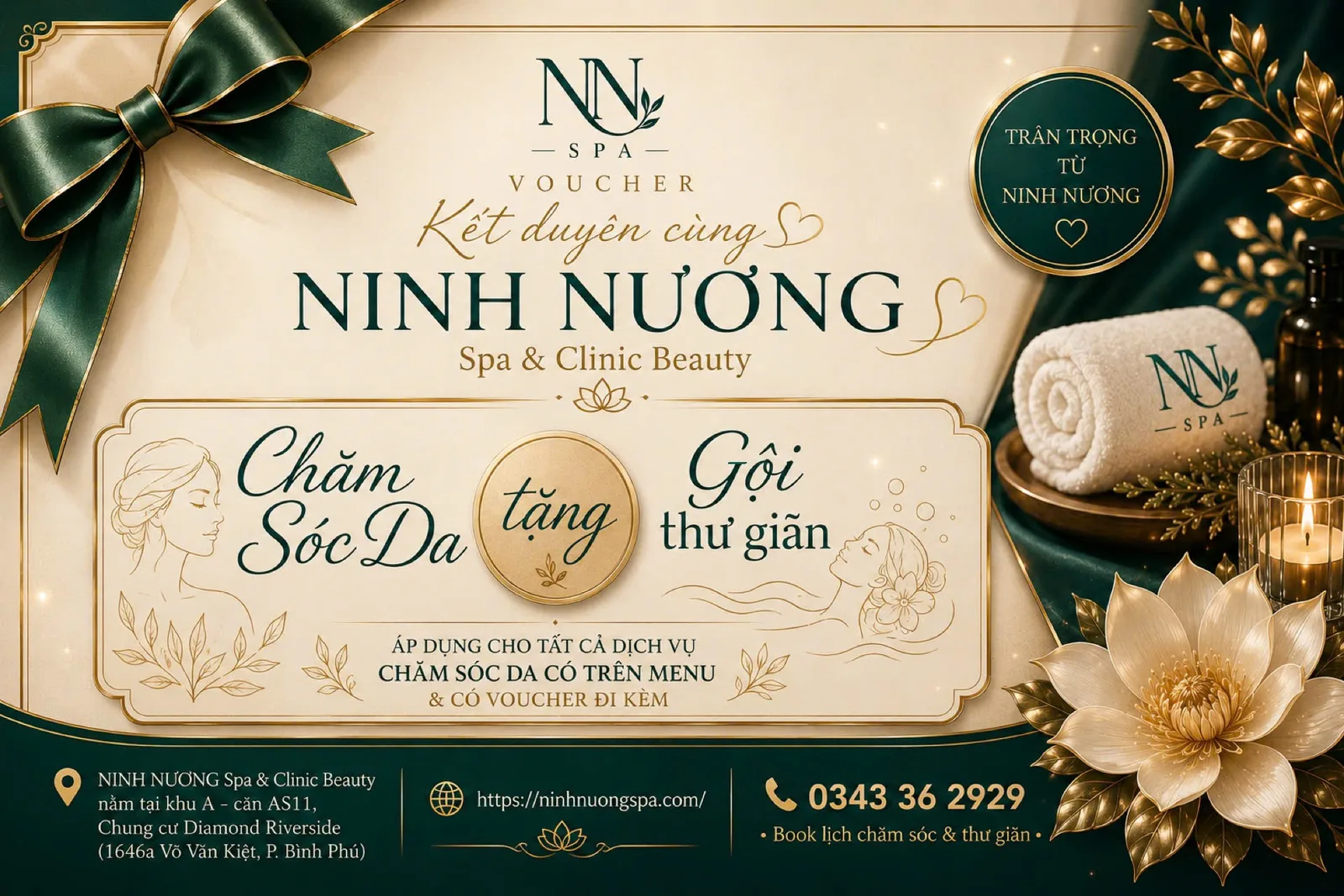 Áp dụng tặng cho tất cả các gói dịch vụ chăm sóc da có trên Menu.